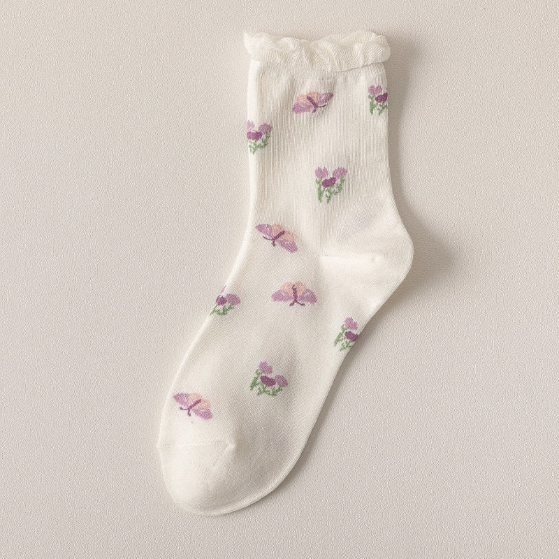 Calcetines florales morados