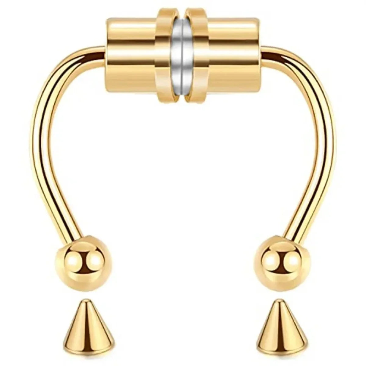1/2/3/4/5pcs Fake Magnetic Stainless Steel Nose Rings, Non Piercing