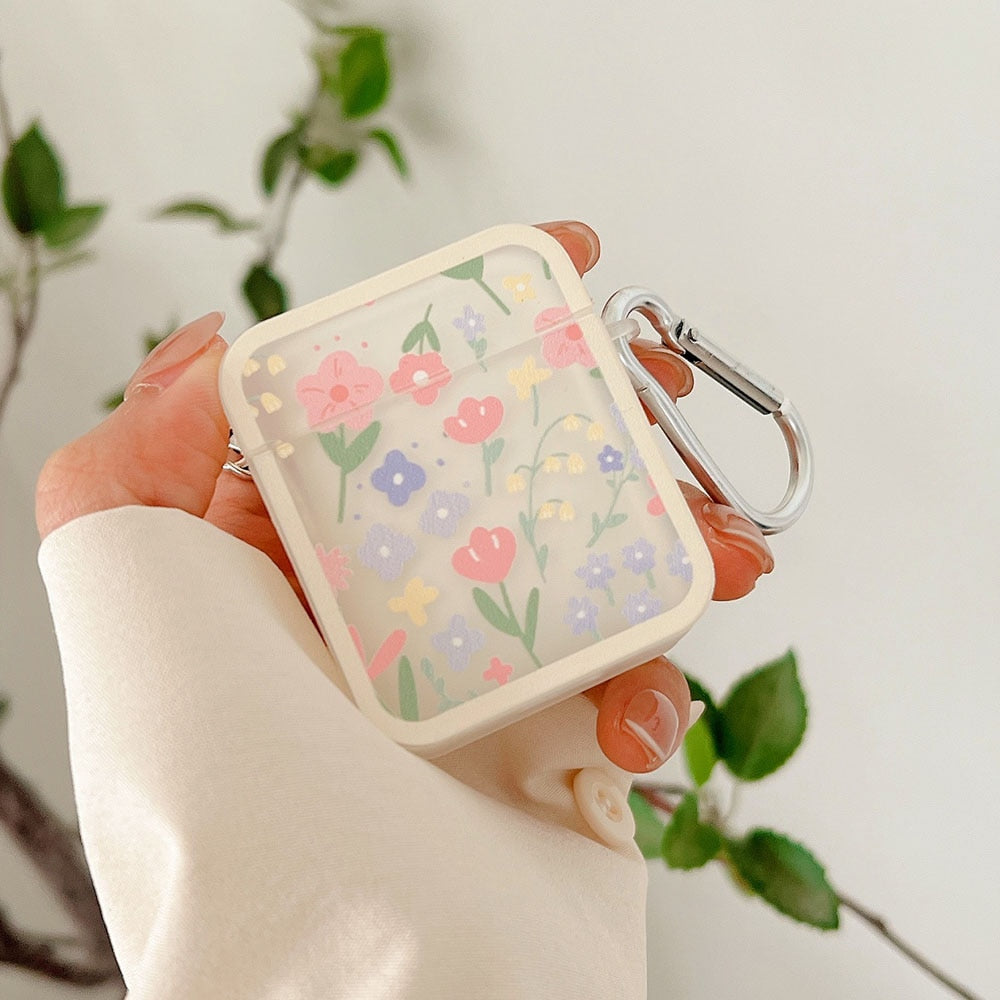 Estuche para AirPods con flores en colores pastel