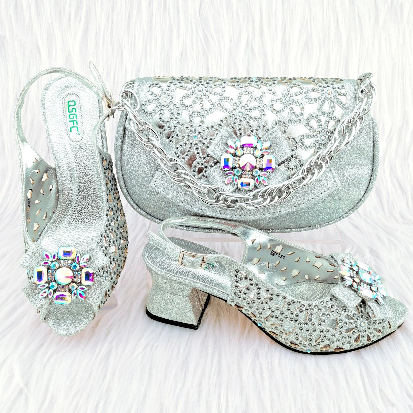Juego de zapatos y bolso de boda africanos de nueva llegada HGY1-46