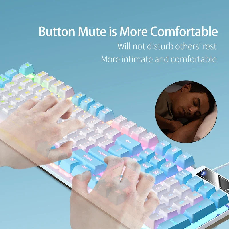 Wired Backlit Keyboard and Mouse Combo USB Ergonomic Mechanical Feel Gaming Office Keyboard Mouse Set for Desktop Laptop PC Home