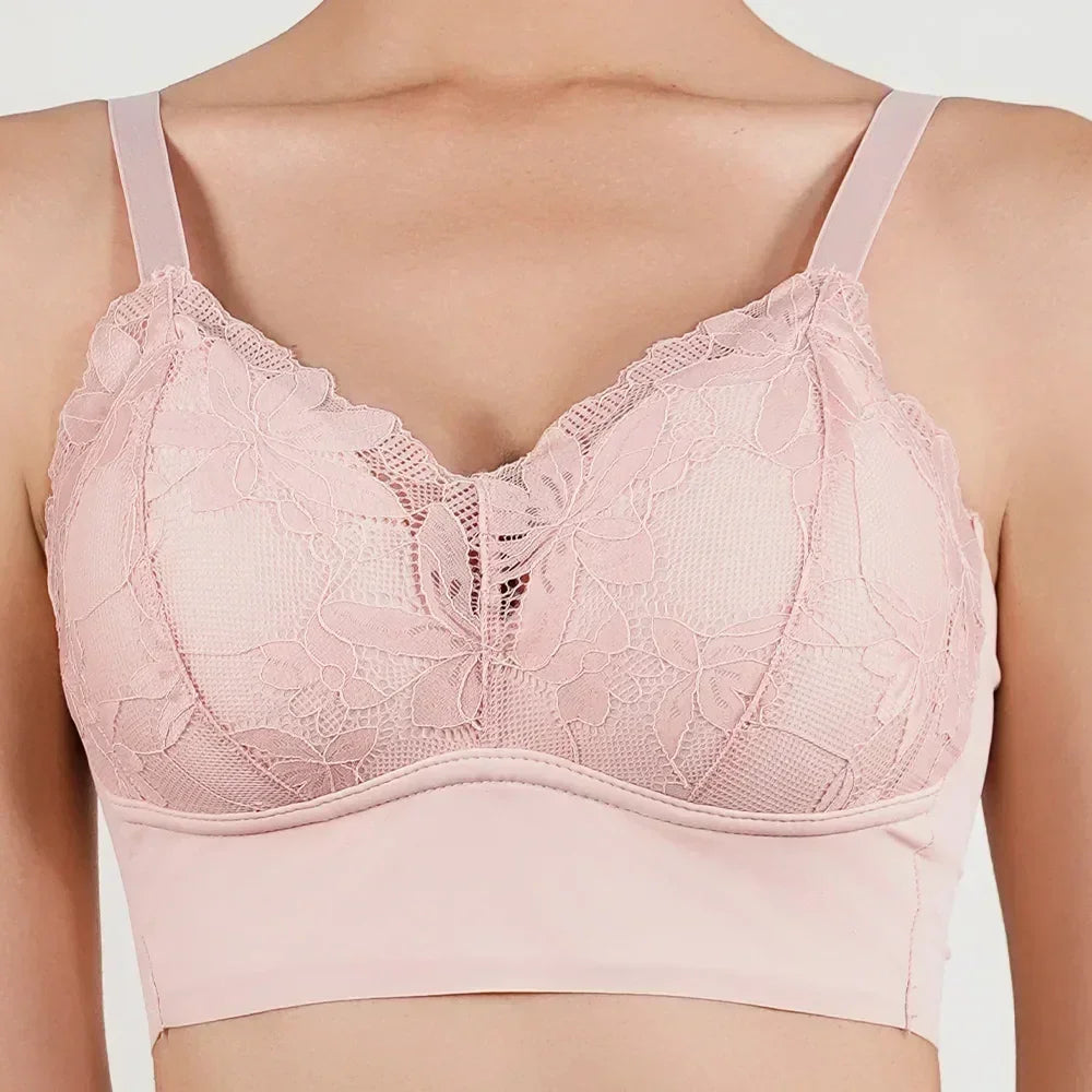 Sujetador caliente de copa completa fina, ropa interior pequeña, talla grande, inalámbrico, ajustable, de encaje, para mujer, cubierta de pecho, copas B C, sujetadores de encaje de talla grande.