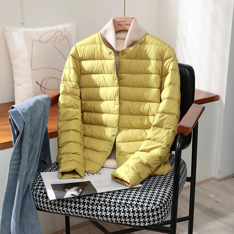 2026 New Arrivals Autumn Winter Warm Women White Duck Down Slim Jackets Female Fashion Ultra Lightweight Packable Puffer Coats