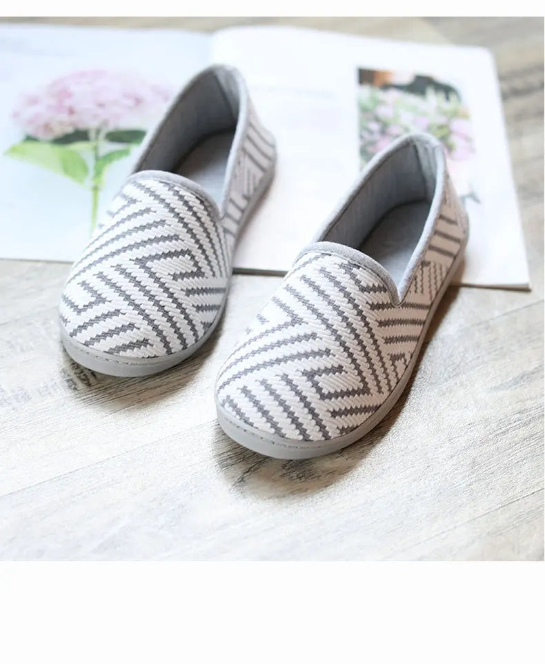 New 2026 Spring Autumn At Home Thermal Anti-Skid Slippers Women's Knitted Indoor Slippers Soft Outsole House Shoes