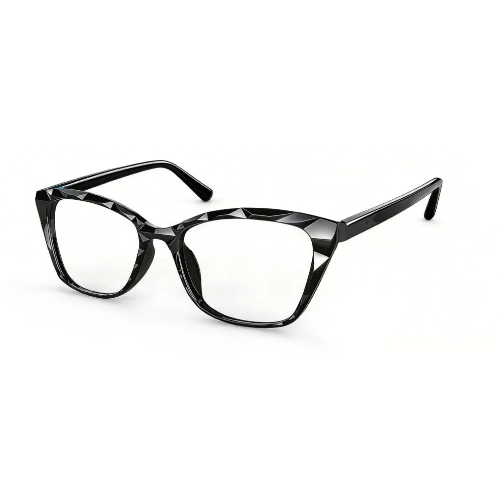MODFANS Gradient Cat-Eye Polygonal Blue Light-Blocking Reading Glasses, Geometrically Cut Clear PC, for Women, +0.5 to +4.0.