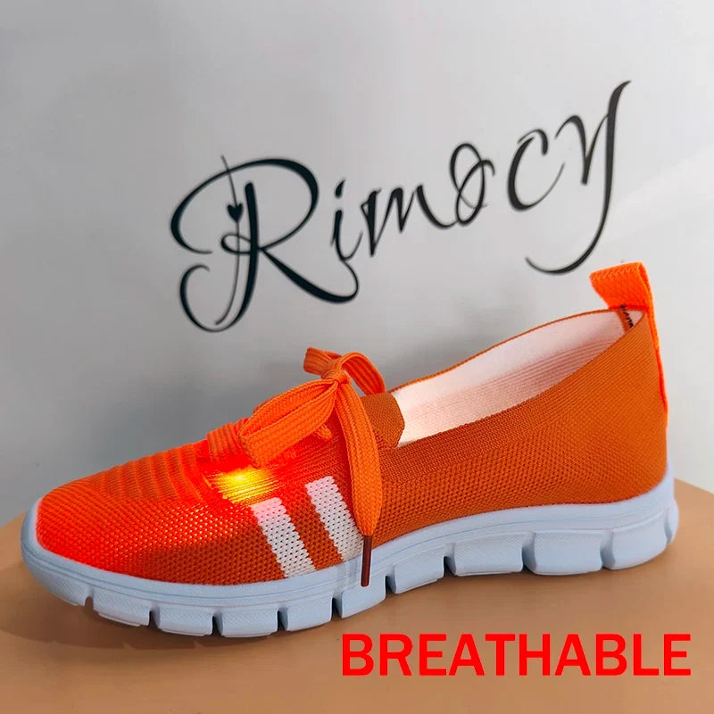 Fashion Striped Knitted Flats Women 2025 Summer Soft Sole Non Slip Walking Shoes Woman Plus Size 36-43 Low Heel Loafer Female