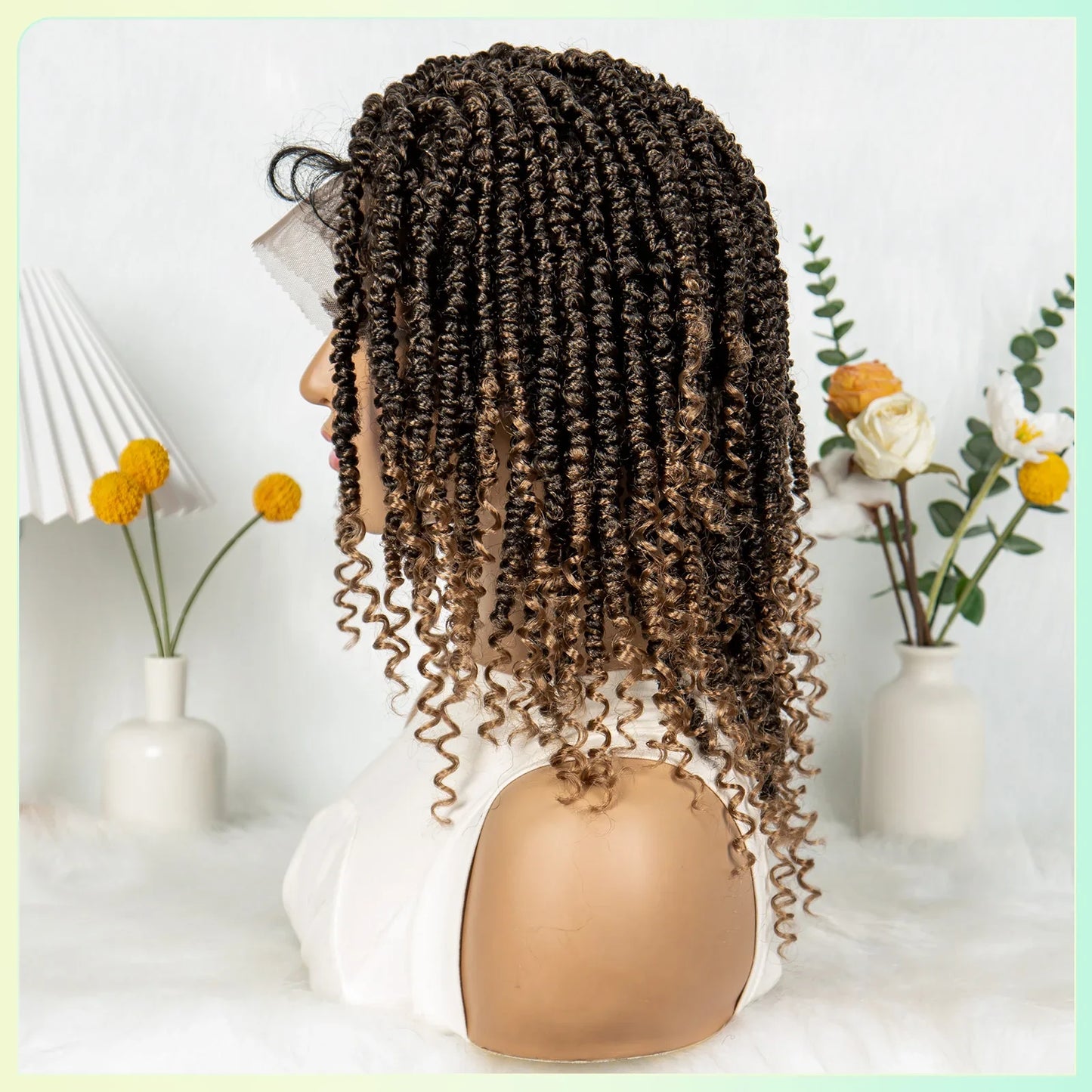 14Inch Full Lace Braided Wigs Synthetic Lace Frontal Twisted Braids Wigs with Baby Hair Knotless Box Braids Wig for Black Women