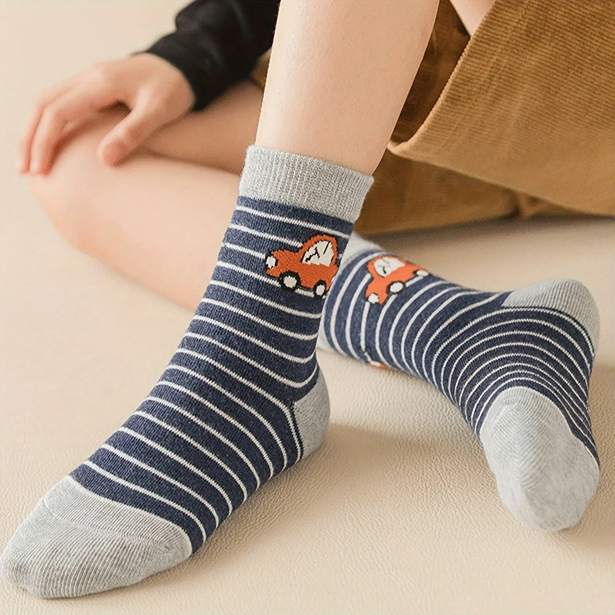Kid's Cartoon Stripe Crew Socks