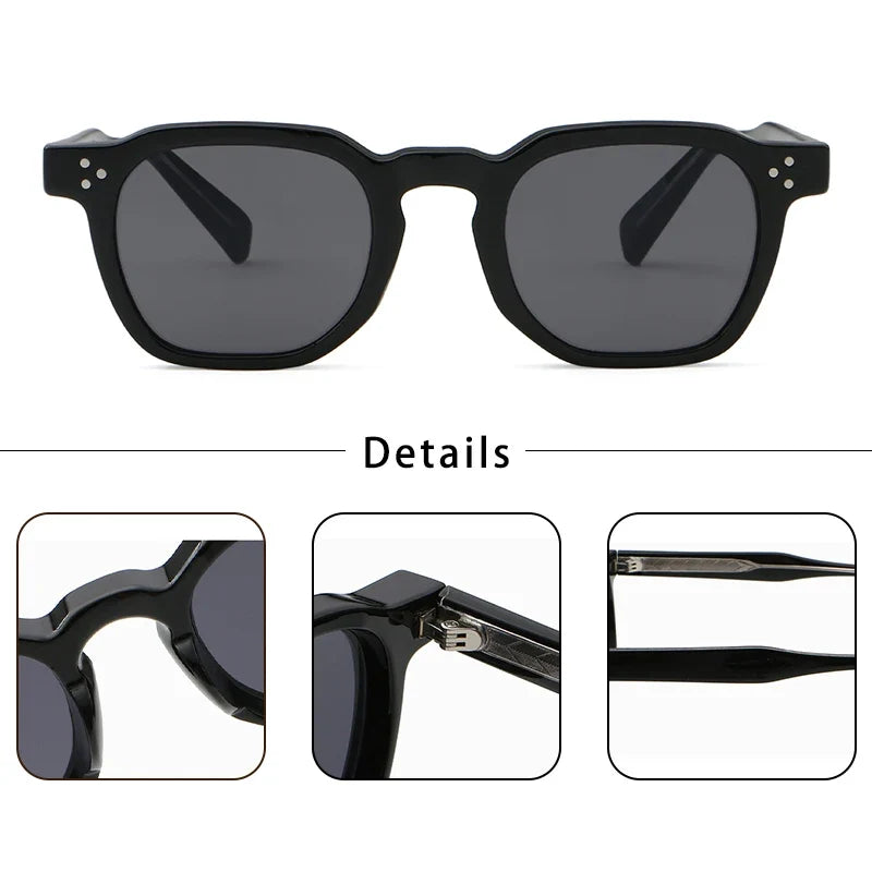 HBK New Square Vintage Sunglasses Men Square Fashion Punk Sun Glasses for Women Outdoor Travel Driving Beach Eyewear UV400