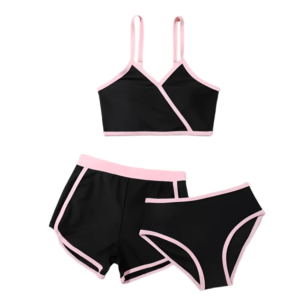 Waisted Bikini Sets with Shorts for Girls