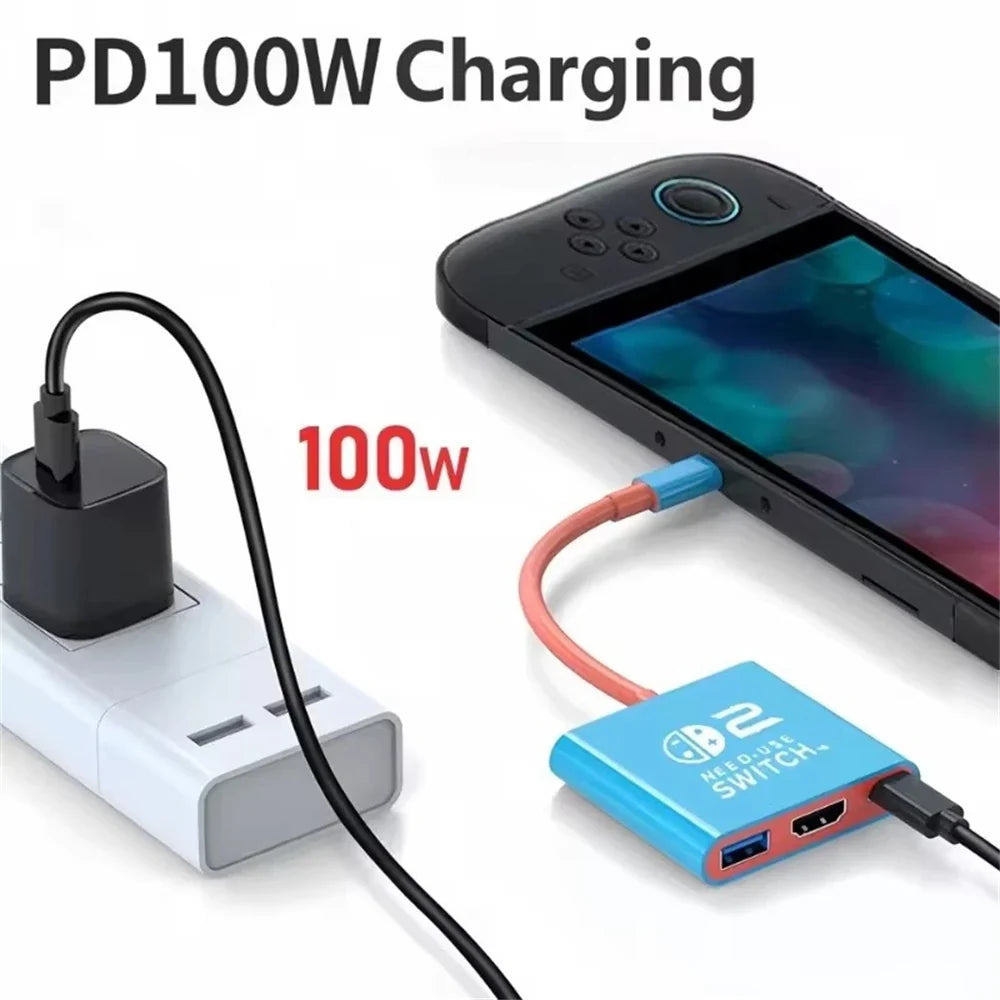 Switch 2 Dock for Switch 2 TV Docking Station with 4K HDMI 2.0 USB 3.0 Port & PD Charging USB-C to HDMI Adapter