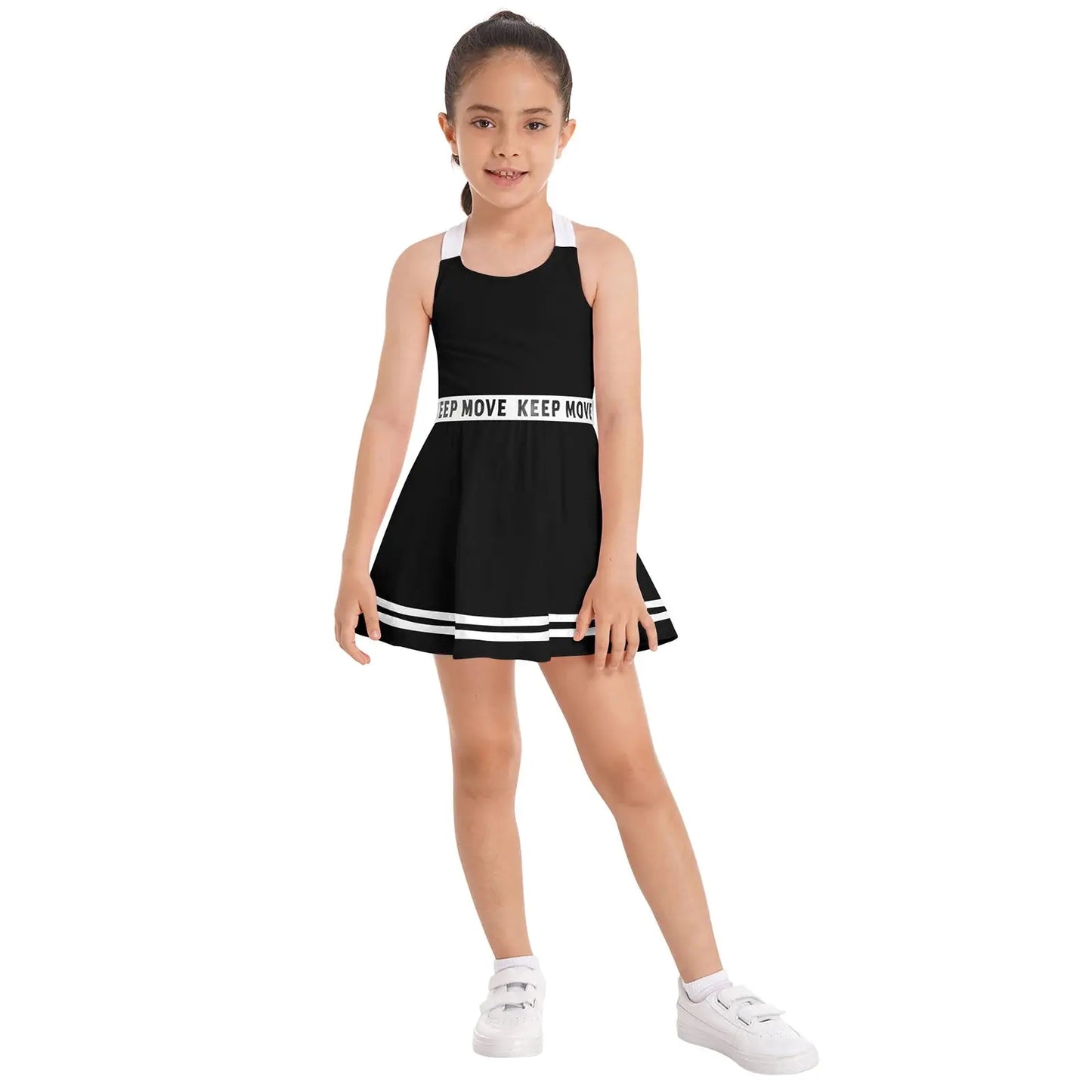 Girls' Sleeveless Tennis Dress with Shorts