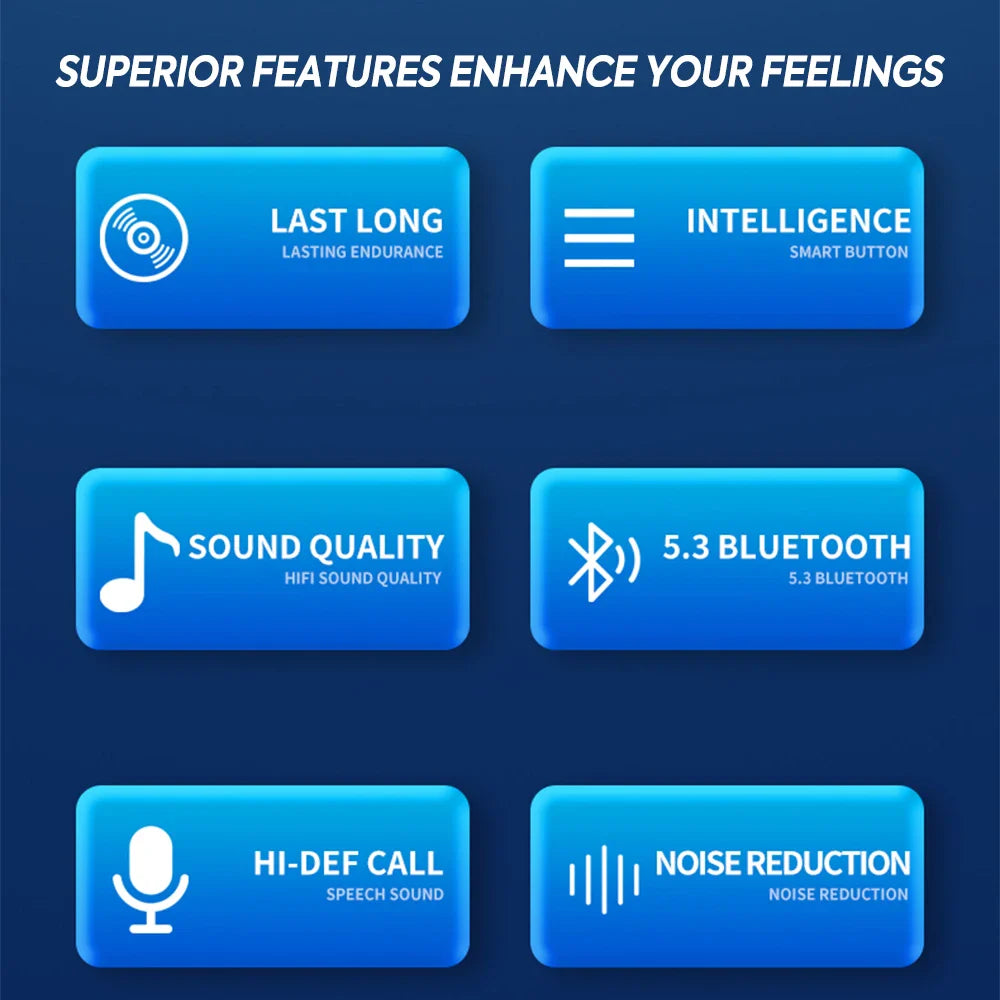 Mpow Q63 Bluetooth 5.3 Wireless Earbuds with Mic IPX7 Waterproof 200H Earphones with Hooks for Sports Running Workout Gym