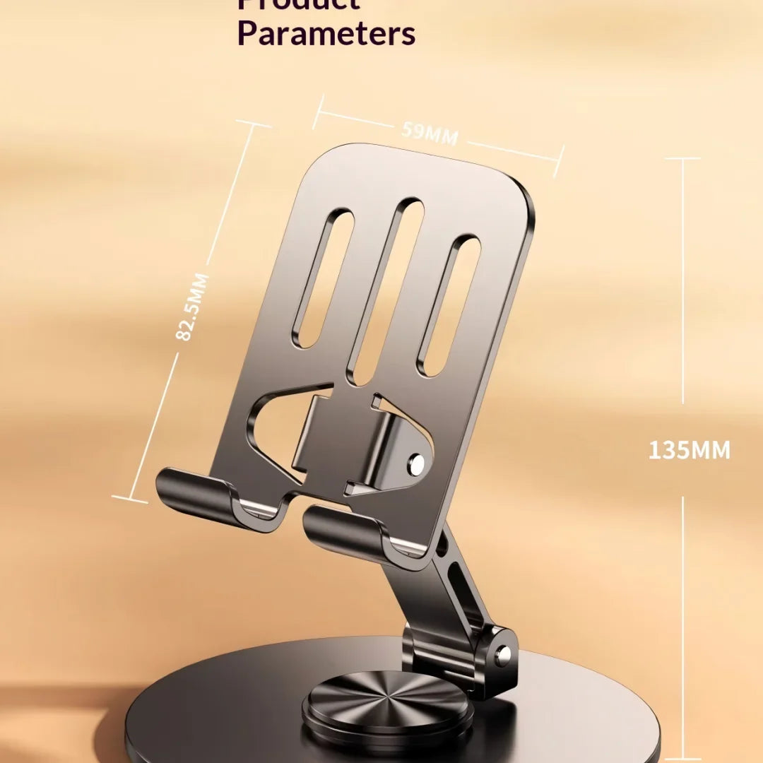 New model of portable, rotatable, foldable, all-metal tablet stand for tablets and phones under 9 inches, perfect for lazy users