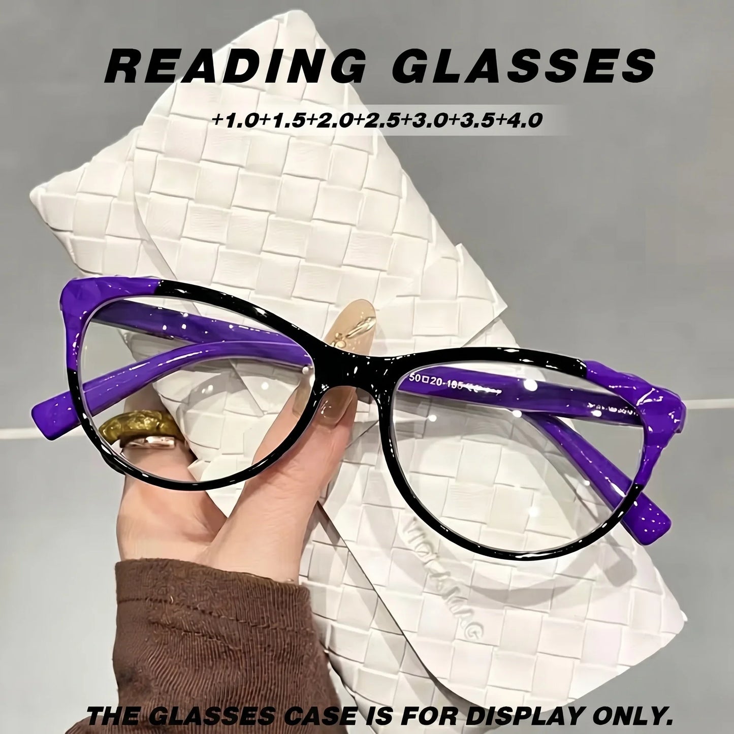 Retro Contrasting Cat Eye Reading Glasses for Women, Anti Blue Light Goggles, Lightweight and Comfortable Reading Glasses