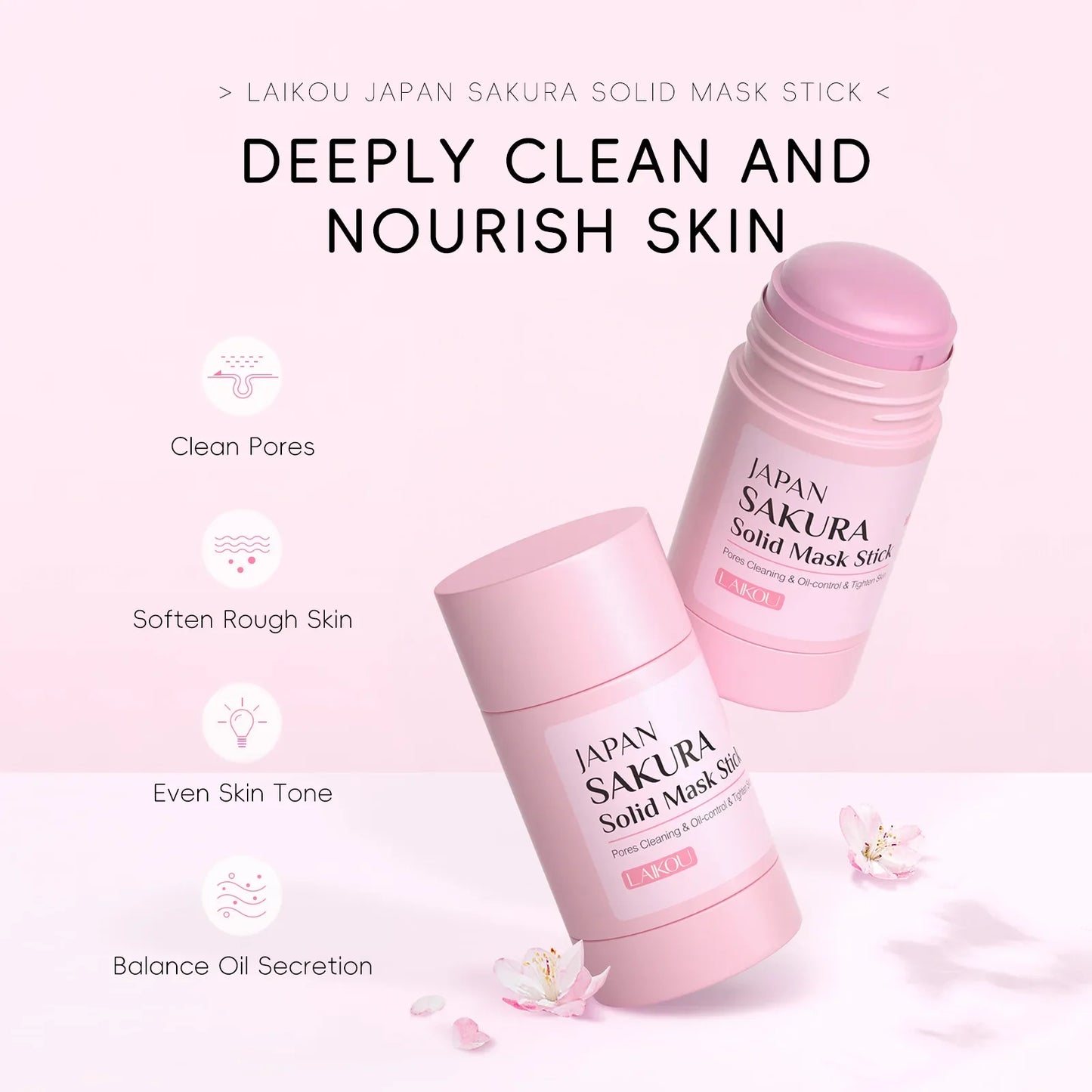 Sakura Solid Face Mask Stick Deep Cleaning Green Tea Facial Mask Reduces Blackhead Pores Oil Control Moisturizing Mud Mask 40g