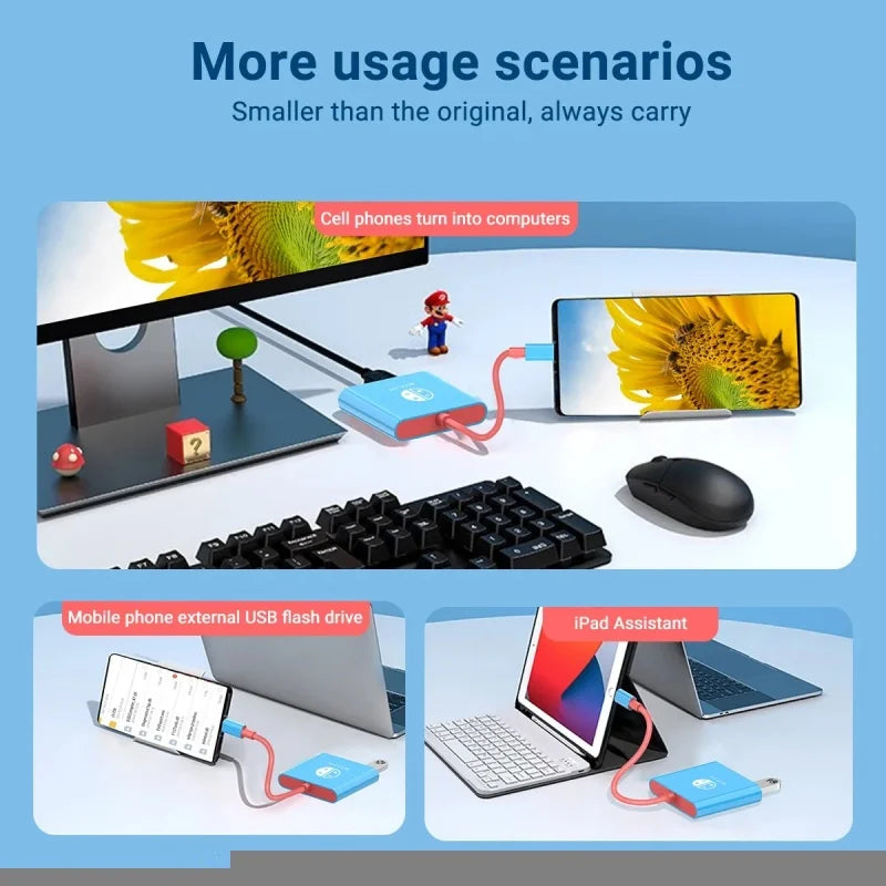 Portable  Switch Docking Station TYPE-C Hub with HDMI and USB 3.0 Perfect for Travel and Gaming