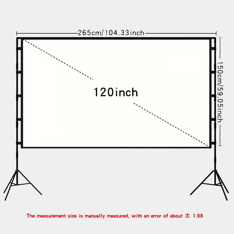 Double triangular bracket projection screen, more stable and not afraid of wind, easy to install, with storage bag