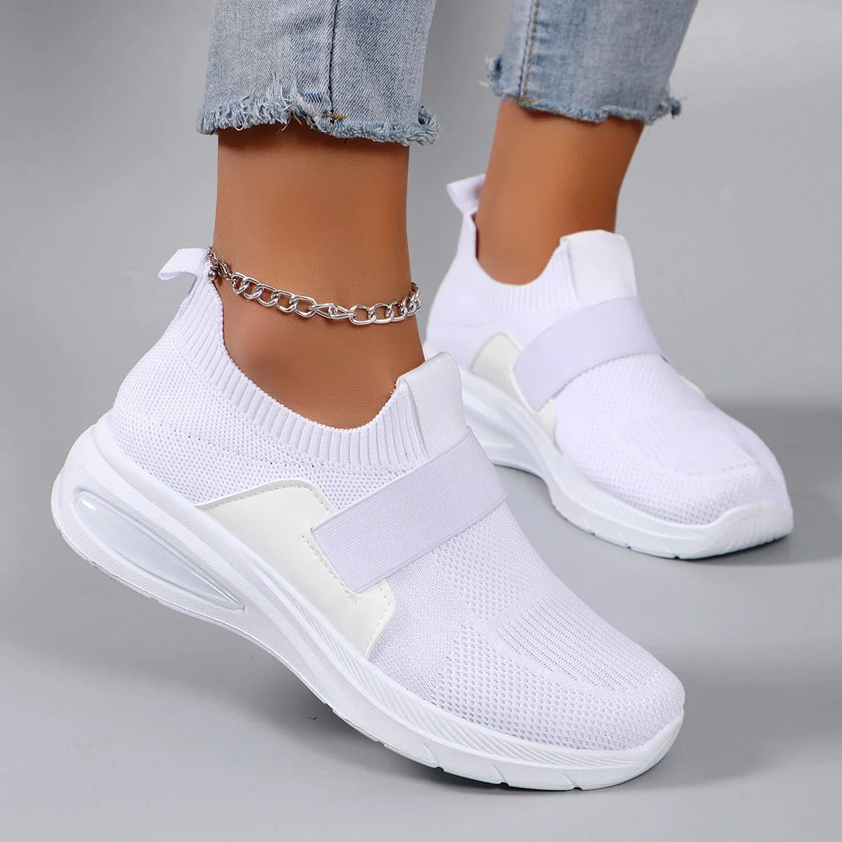 Spring new women's sports shoes, fashionable, breathable, lightweight, non-slip, wear-resistant, casual sports shoes, flat shoes