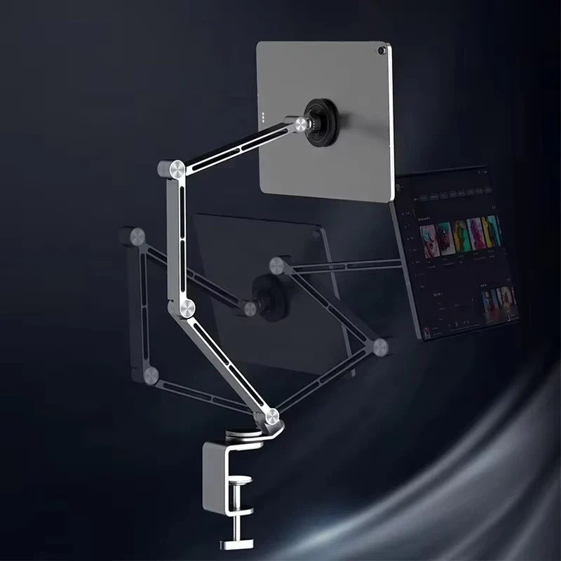 Magnetic Tablet Stand Holder Tablet Desk Mount Adjustable Foldable Tablet Arm Mount with 360° Rotate Base for iPad and IPhones