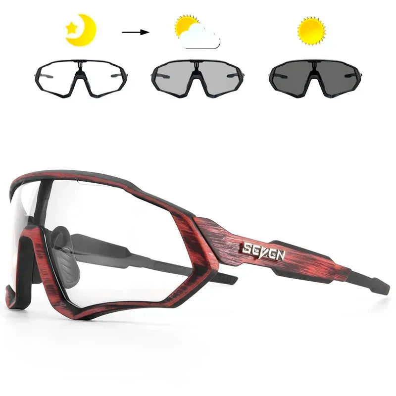 SCVCN-New Style Sunglasses Bicycle Eyewear Mountain Bike Cycl Goggles UV400 MTB Road for Men Photochromic Sport Cycling Glasses