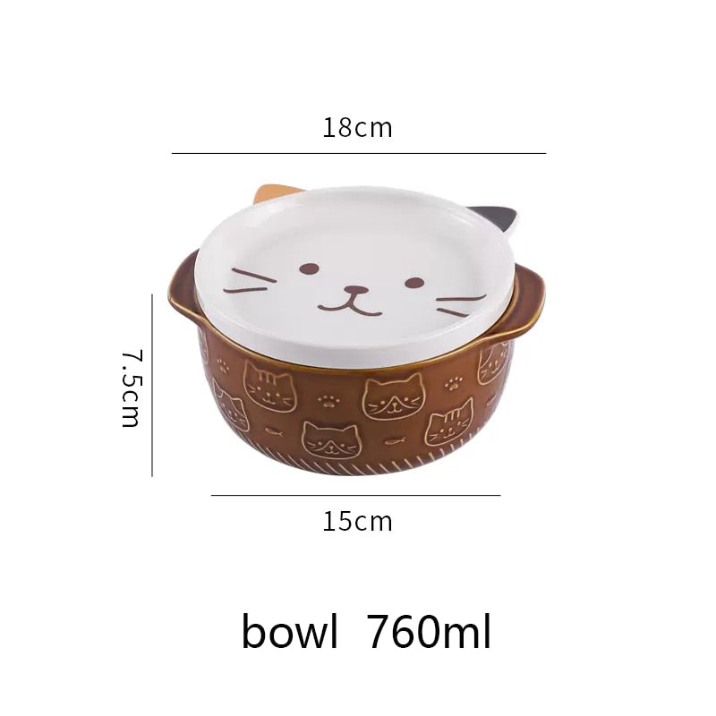 Cuencos de ramen de cerámica para gatos