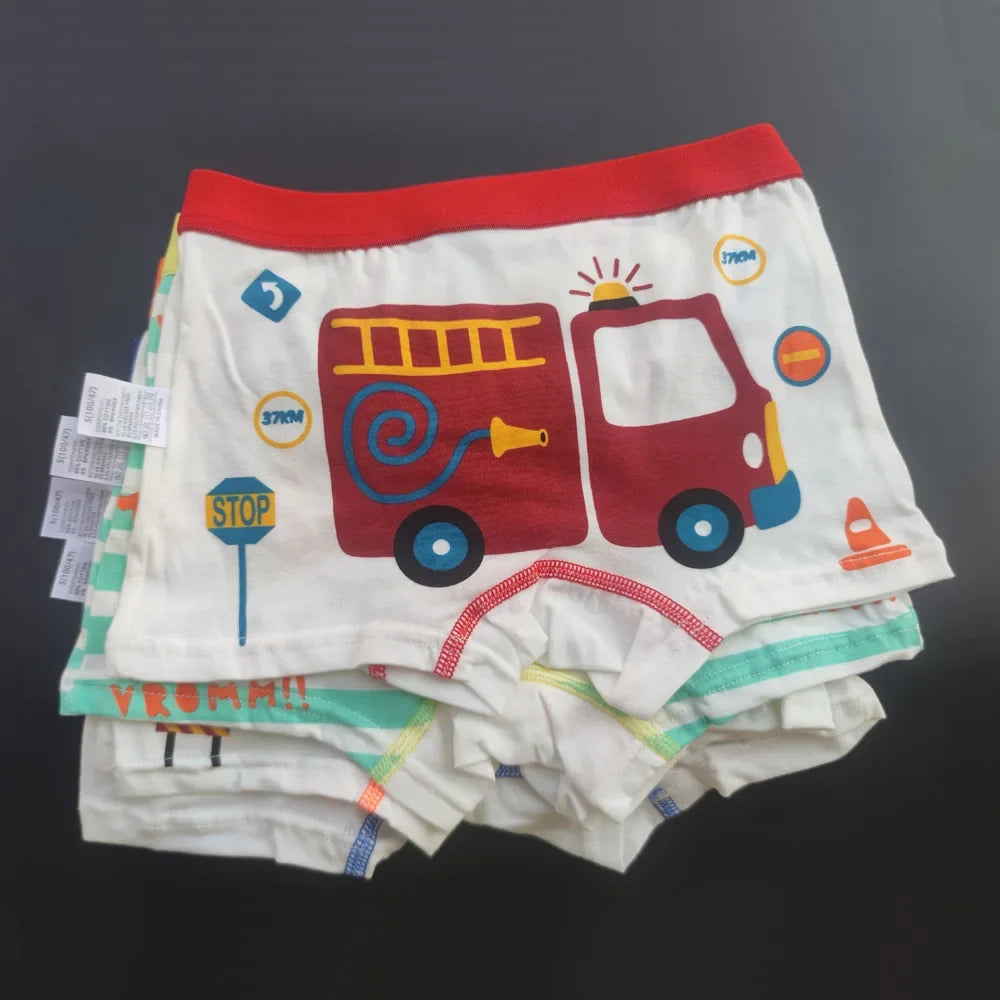 Children's Underwear Boy Panties Underpants  Engineering Vehicle Cars Fire Engine Comfortable Shorts Briefs Boxers For Kids