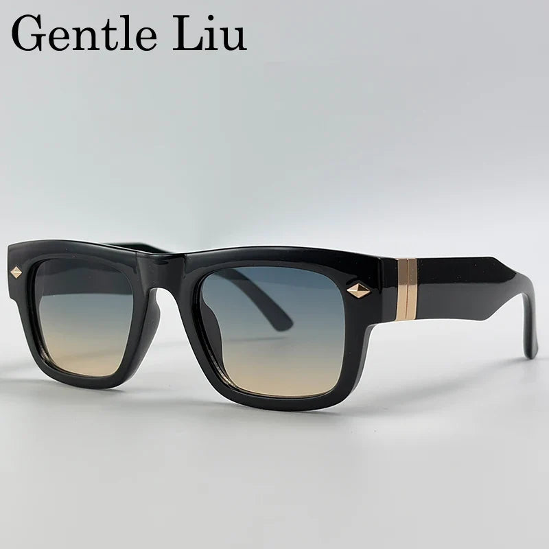Retro Steampunk Square Photochromic Sunglasses Men Luxury Brand Design Oversized Thick Frame Rivet Sun Glasses For Male Eyewear