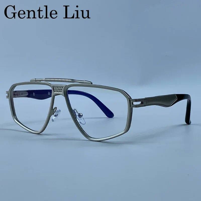 Steampunk Polygon Sunglasses Men 2026 Luxury Brand Designer Metal Frame Square Double Bridge Sun Glasses Vintage Driving Shades
