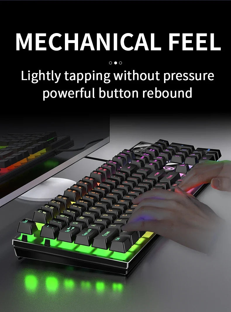 Wired Backlit Keyboard and Mouse Combo USB Ergonomic Mechanical Feel Gaming Office Keyboard Mouse Set for Desktop Laptop PC Home
