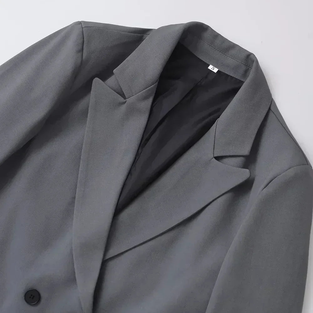TRZA-Abrigo Blazer Cruzado para Mujer, Ropa de Oficina, Manga Larga, Bolsillos con Solapa, Prendas de Abrigo Femeninas, Blusas Elegantes, Moda