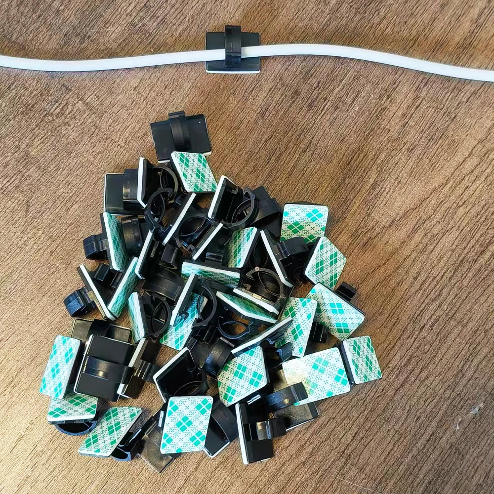 50pcs 100pcs Stickable Clips Double-sided Tape Adhesive Cable Wire Clips Management Wire Cable Holder Clamps Cable Tie Holder