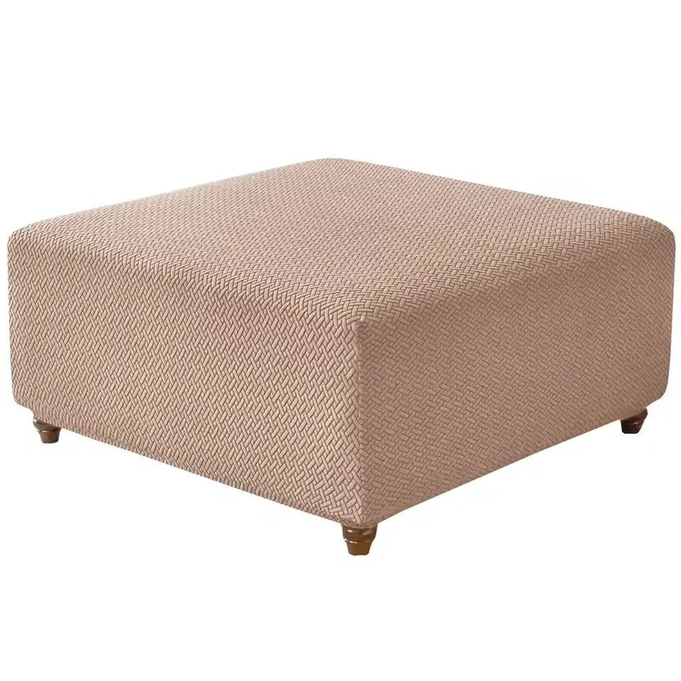 T-Shape Jacquard Square Stool Cover Ottoman Stool Cover Elastic Sofa Footrest Slipcovers for Living Room Office Home Decor