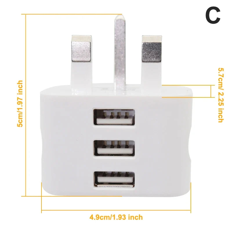 Latest 5V/2.1A Dual USB Port Fast Charger Universal UK Mains 3 Pin Plug Wall Charger Adapter USB Charging For Phone Tablet