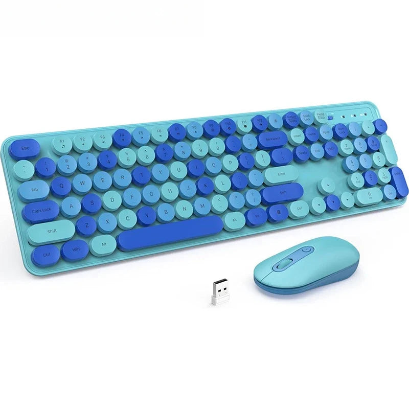 Wireless Keyboard Mouse Set High-Looking Girl Silent Office retro Cute Pink