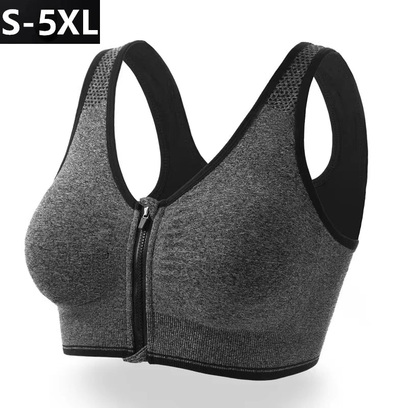 Sports Bra Women Front Zipper More Size Crop Tops Female Gym Jogging Yoga Fitness Shockproof Vest Bralette Sport Bras for Women