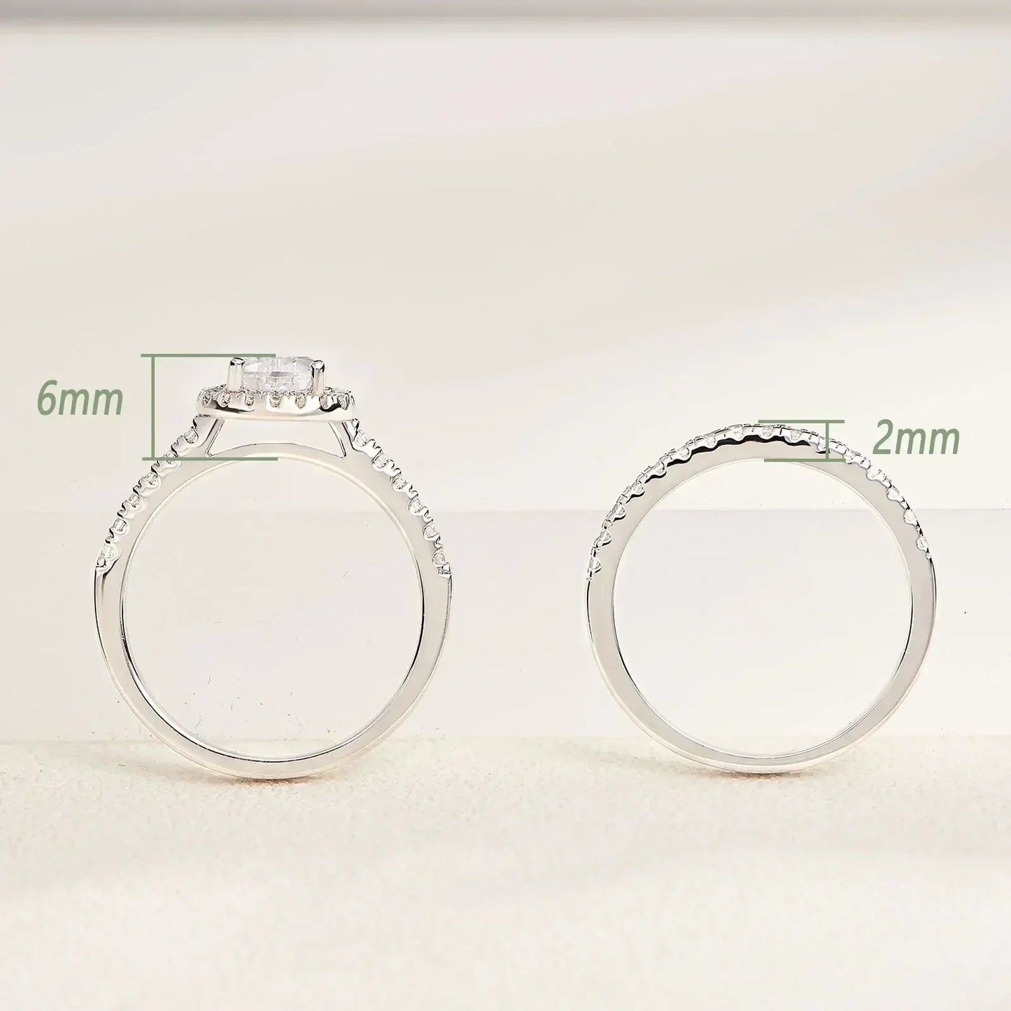 Newshe 2 Pieces Tear Drop Shape Engagement Ring Wedding Band for Women 925 Silver Bridal Jewelry High Grade Cubic Zircons