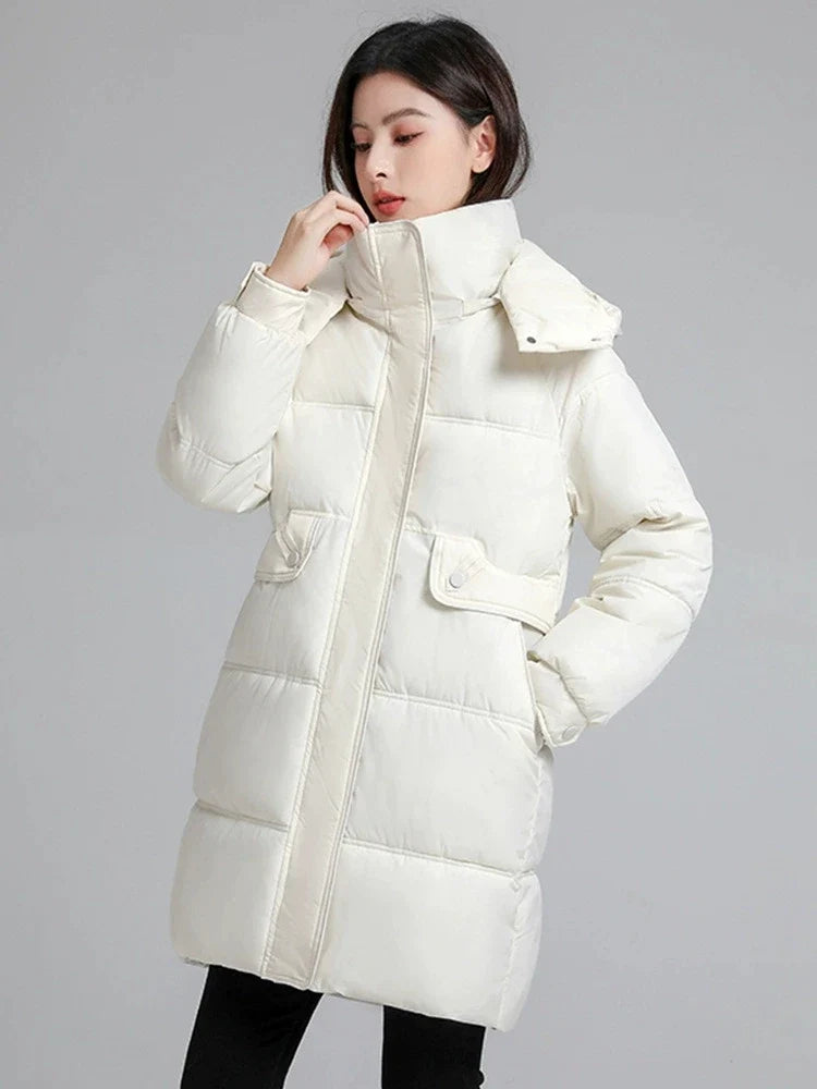 2025 New Women Warm Thicken Down Cotton Jacket Winter Women Long Cotton Coat Hooded Puffer Jacket Women Loose Plus Size Parkas