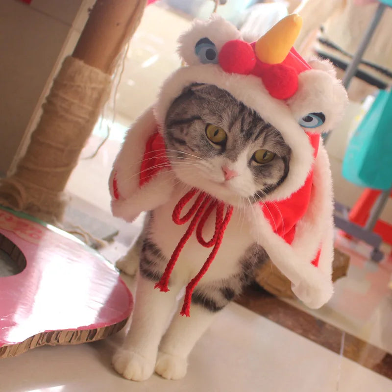 Cute Cat Dog Clothes New Year Costumes Pet Spring Festival Cape Dress Up Clothes Small Dog Cat Cloak Yorkshire Pet Clothes