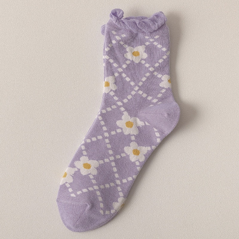 Calcetines florales morados