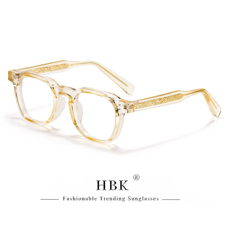 HBK Retro Square Glasses Frames Men Flat Lenses Anti Blue Light TR90 Eyeglass Frames High-Quality Reading Eyeglasses for Women