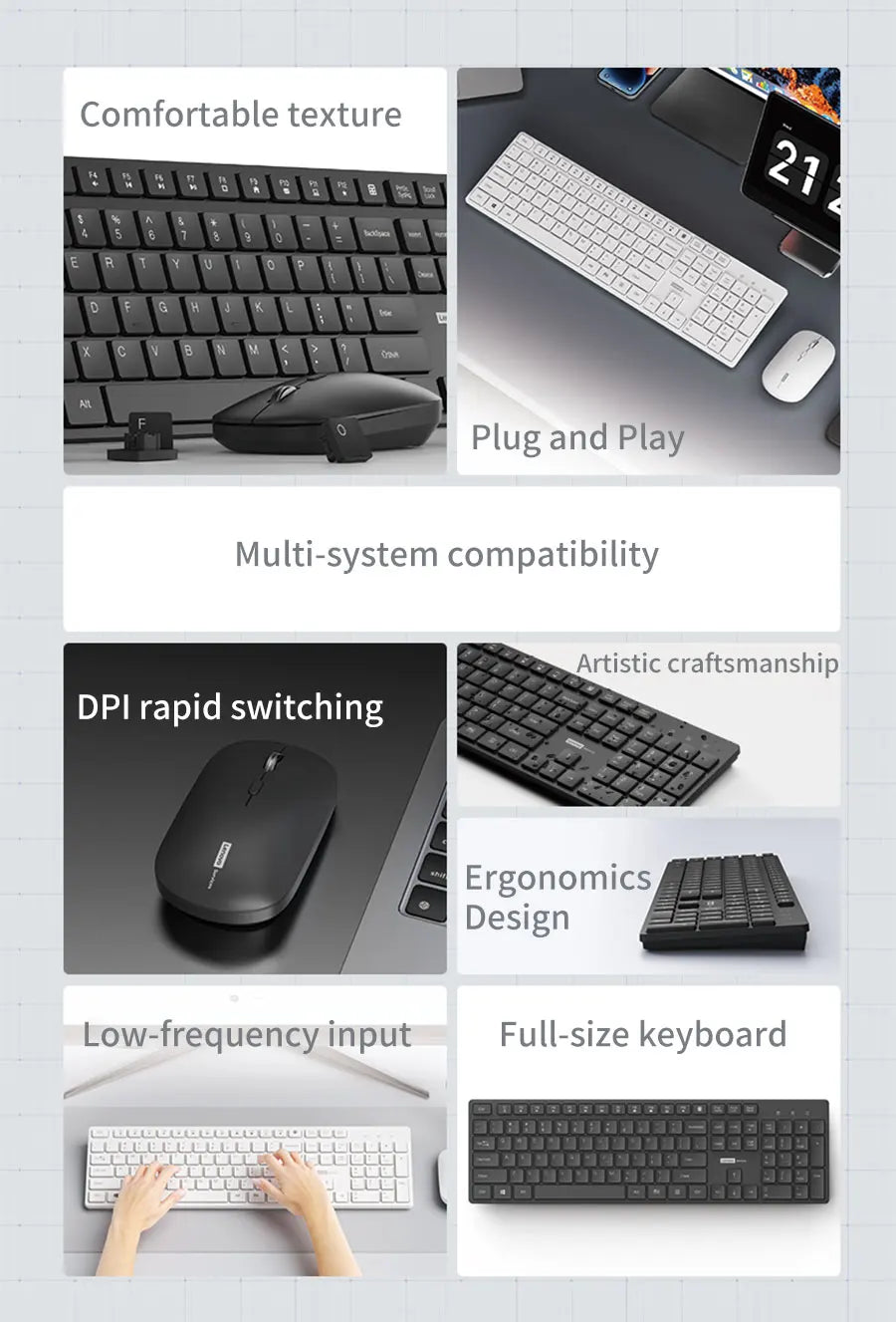 Lenovo Wired Mouse and Keyboard Set Classic Black Office Business Home Use Mouse 104Keys Silent Quiet Keyboard Combo for Laptop
