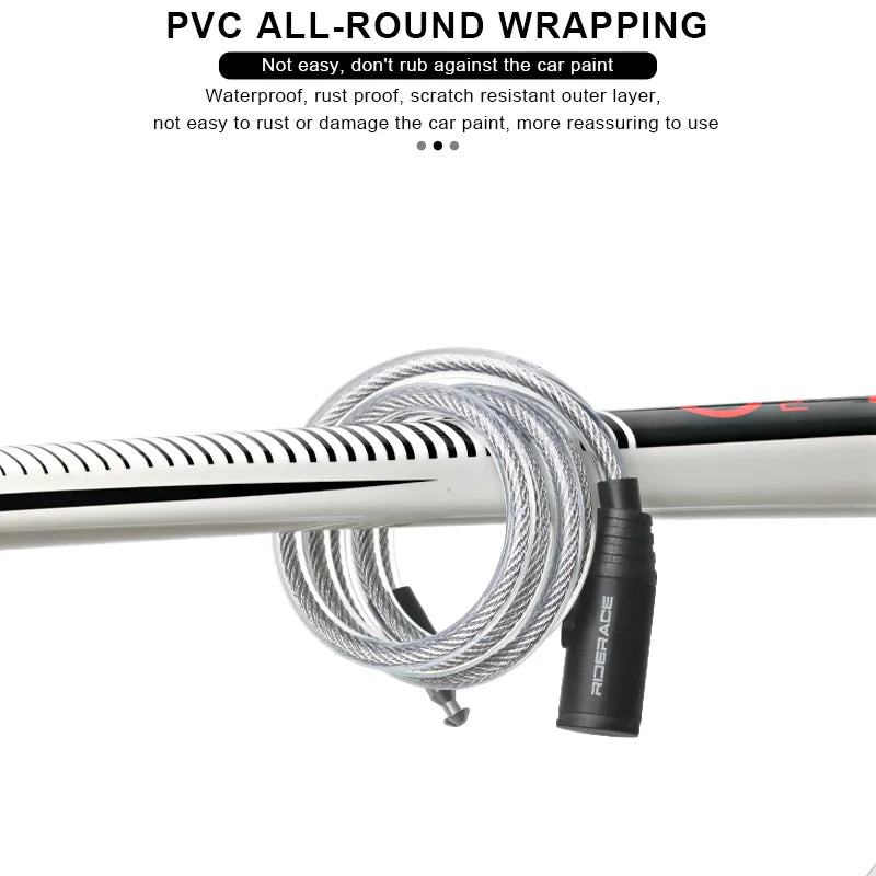 RIDERACE Bicycle Cable Lock Portable Bike Anti-theft Ring Lock High Security For Scooter Electric E-Bike Road Cycling Sliver