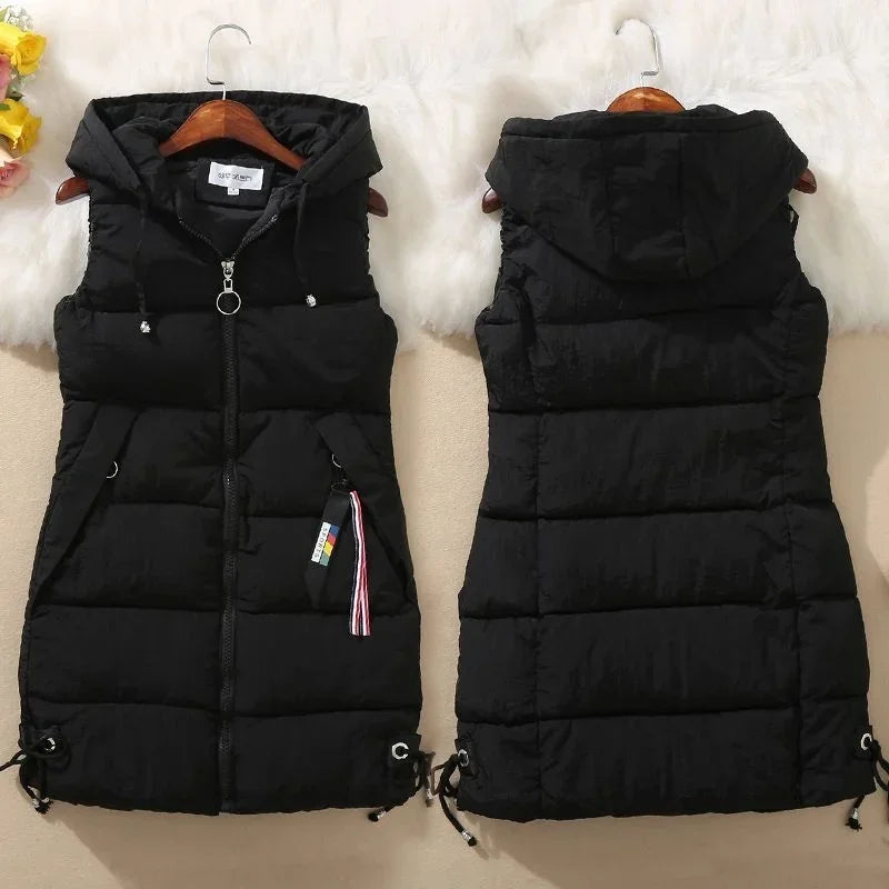 2023 New Autumn Women Vest Winter Puffer Parkas Coat Casual Pocket Hooded Waistcoat Female Sleeveless Jacket  Outerwear