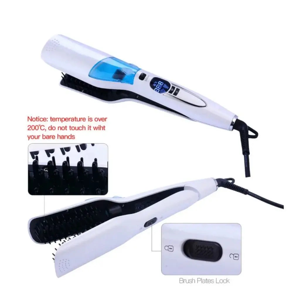 LCD Display Steam Hair Straightener PTC Heated Scalable Hair Straightener Brush Frizz-Free Fast Heating