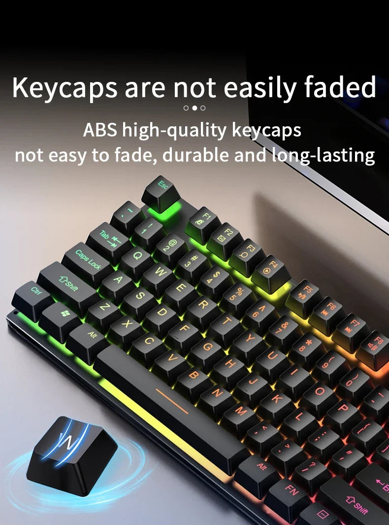 Wired Backlit Keyboard and Mouse Combo USB Ergonomic Mechanical Feel Gaming Office Keyboard Mouse Set for Desktop Laptop PC Home