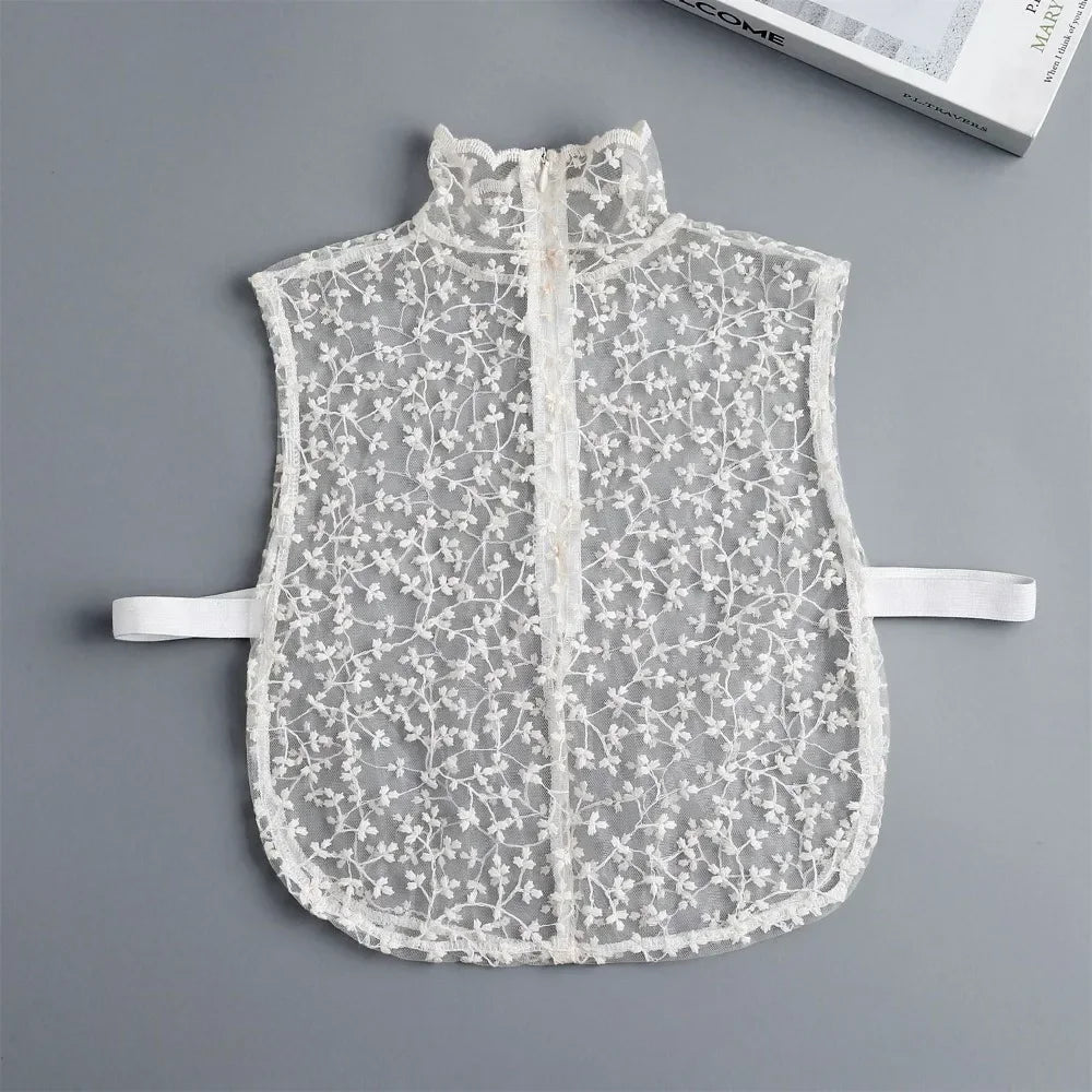 Beautiful Petal Fake Collar Black Lace False Blouse Detachable Lapel False Collar Sweater