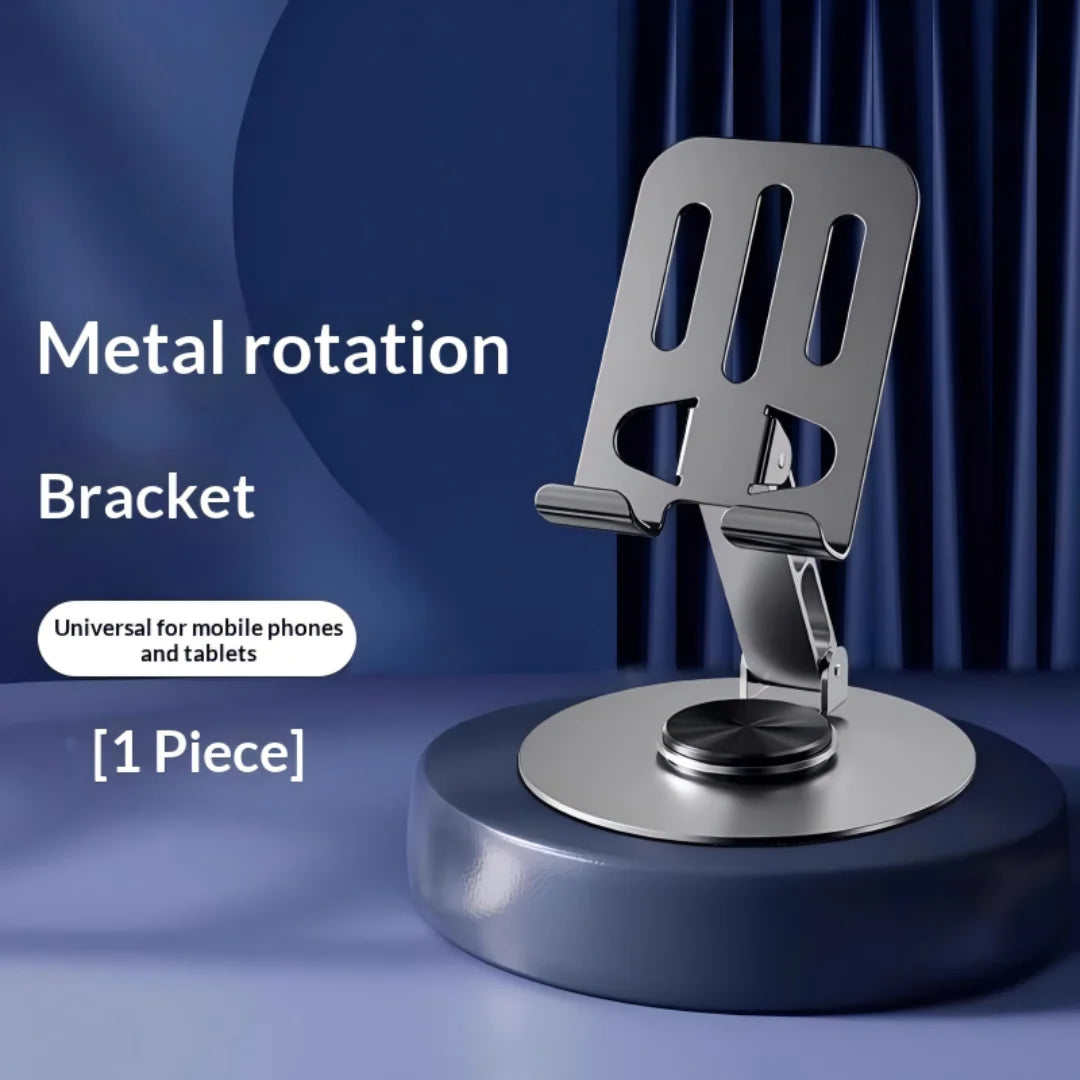 New model of portable, rotatable, foldable, all-metal tablet stand for tablets and phones under 9 inches, perfect for lazy users