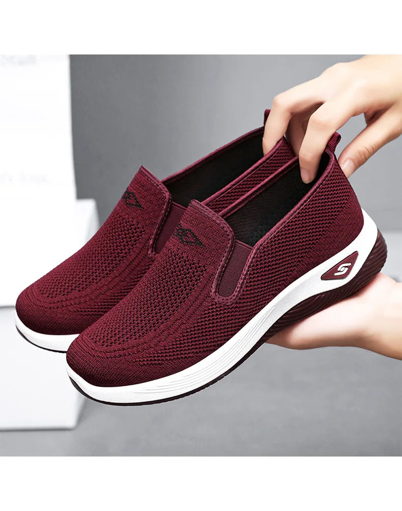 Women's Shoes Spring and Autumn New Mesh Breathable Casual Shoes Outdoor Lightweight Non-slip Wedge Heel Thick-soled Sneakers