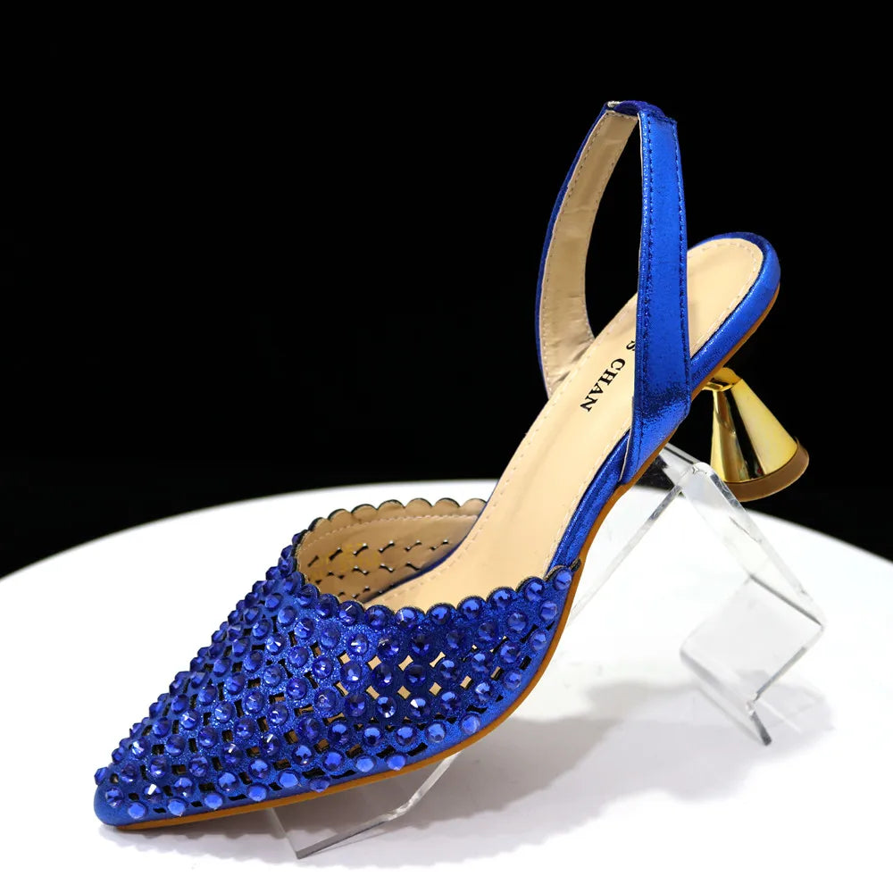 Nuevo conjunto de zapatos y bolso de diseño de diamantes